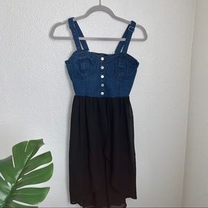 Forever 21 Denim Sheer Black Dress